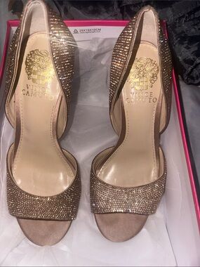 Vince Camuto Sparkling Rose Gold  Open-Toe Heels